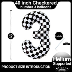 LHOAVWE Race car checkered wall decor with a giant 40-inch balloon.