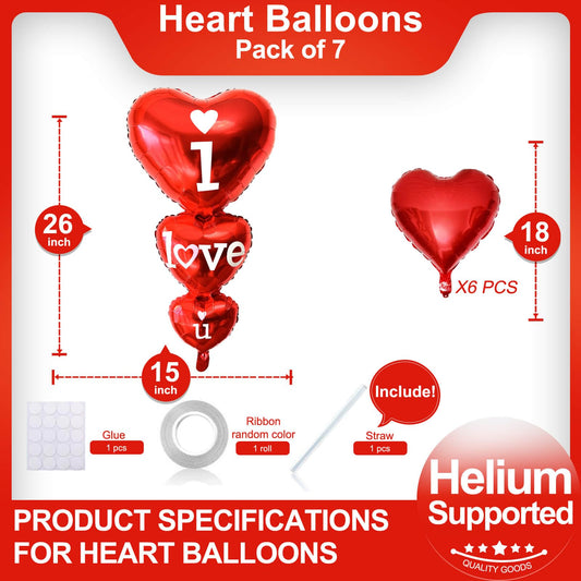 LHOAVWE red heart balloons add festive flair to weddings or anniversaries.