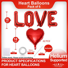 LHOAVWE red heart balloons 18 inch, two pieces, festive accents.
