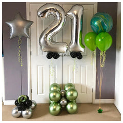 LHOAVWE silver number balloon invites DIY party decorating ideas.