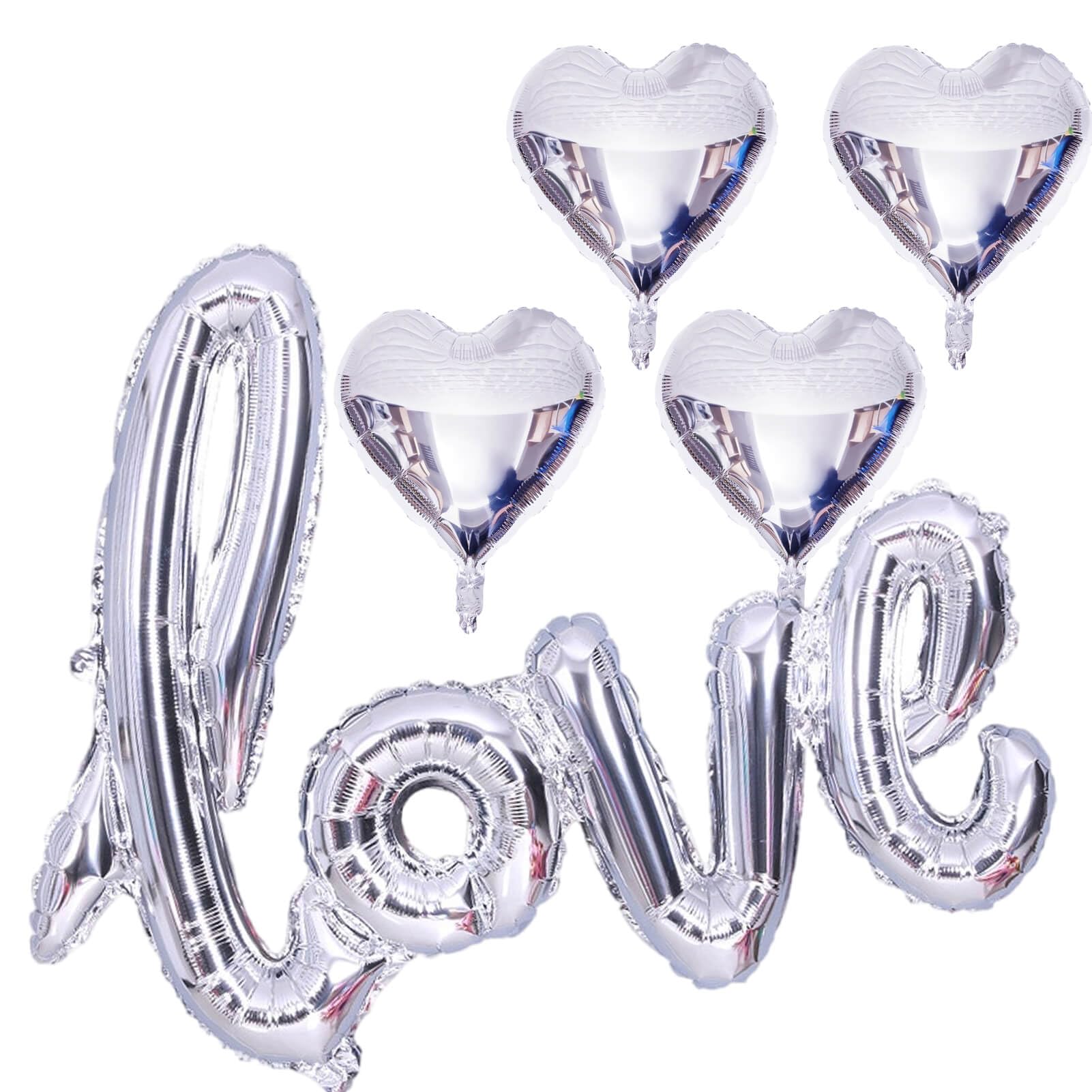 LHOAVWE silver love balloons 40x24 inches for eye-catching Valentine decor