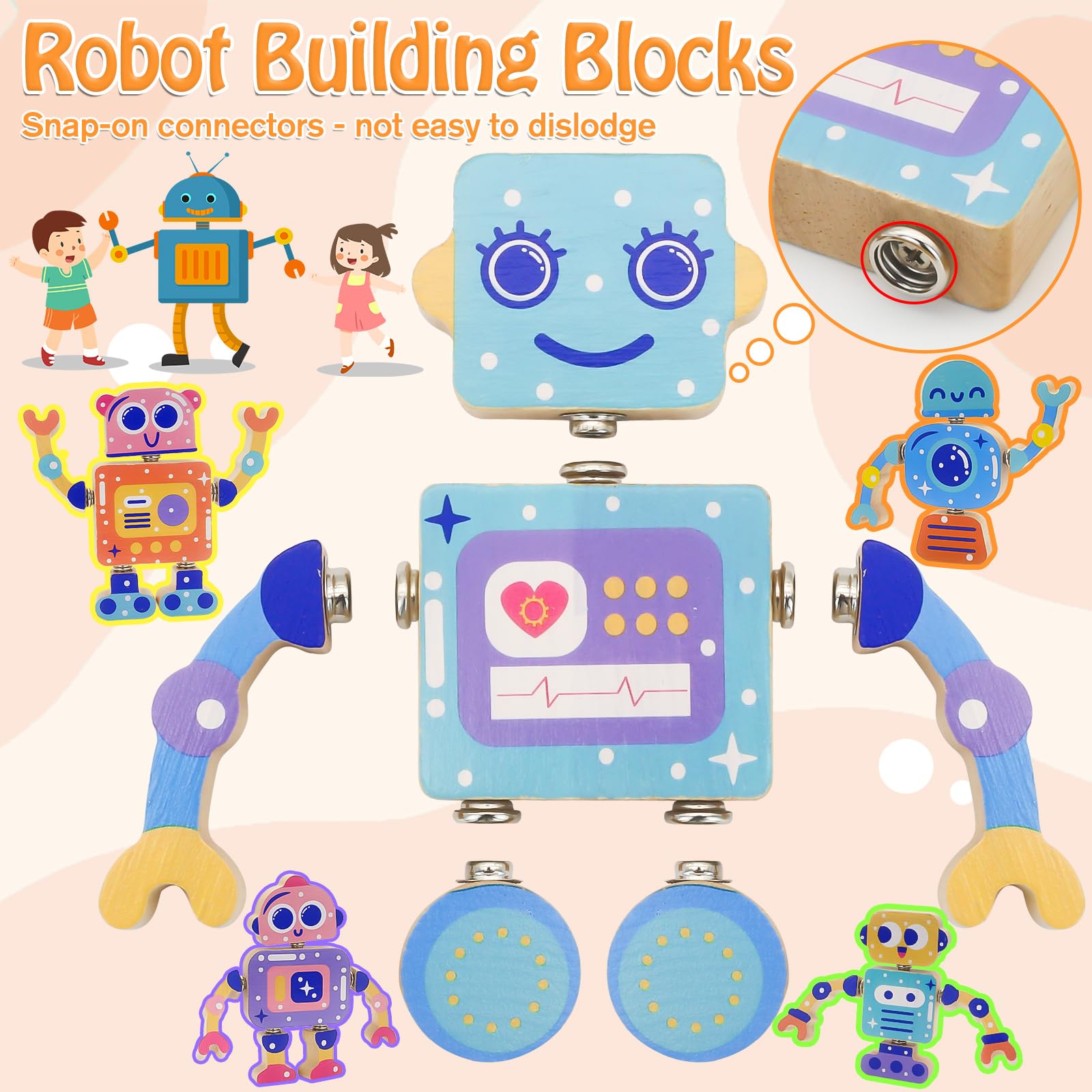 Liangding safe non-toxic paint on wooden blocks ensures safe play experience.