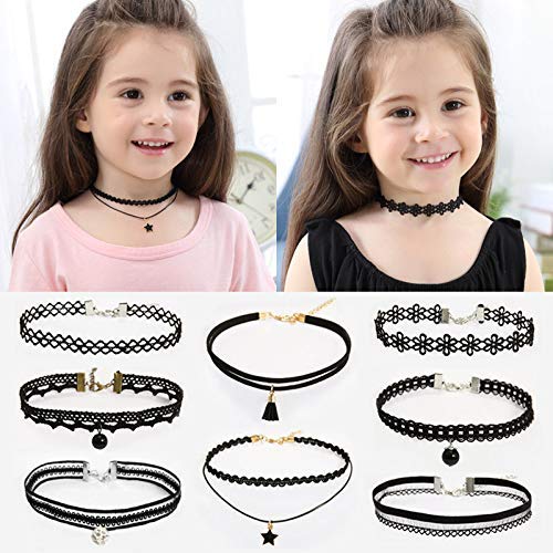 Liangzhou 8pc kids chokers set with varied styles for everyday dress-up