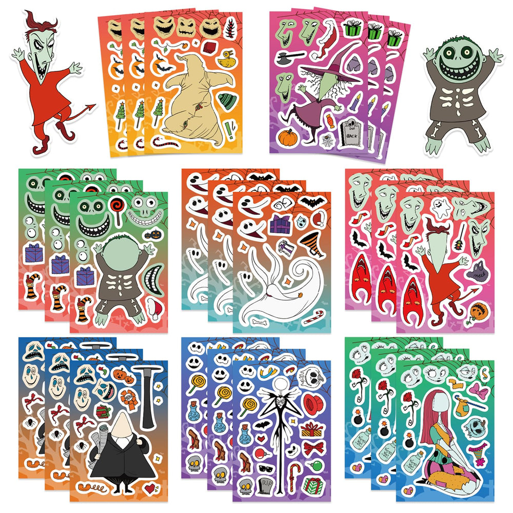 LIANKONG 24-sheets Make-a-face stickers laid out for creative projects.