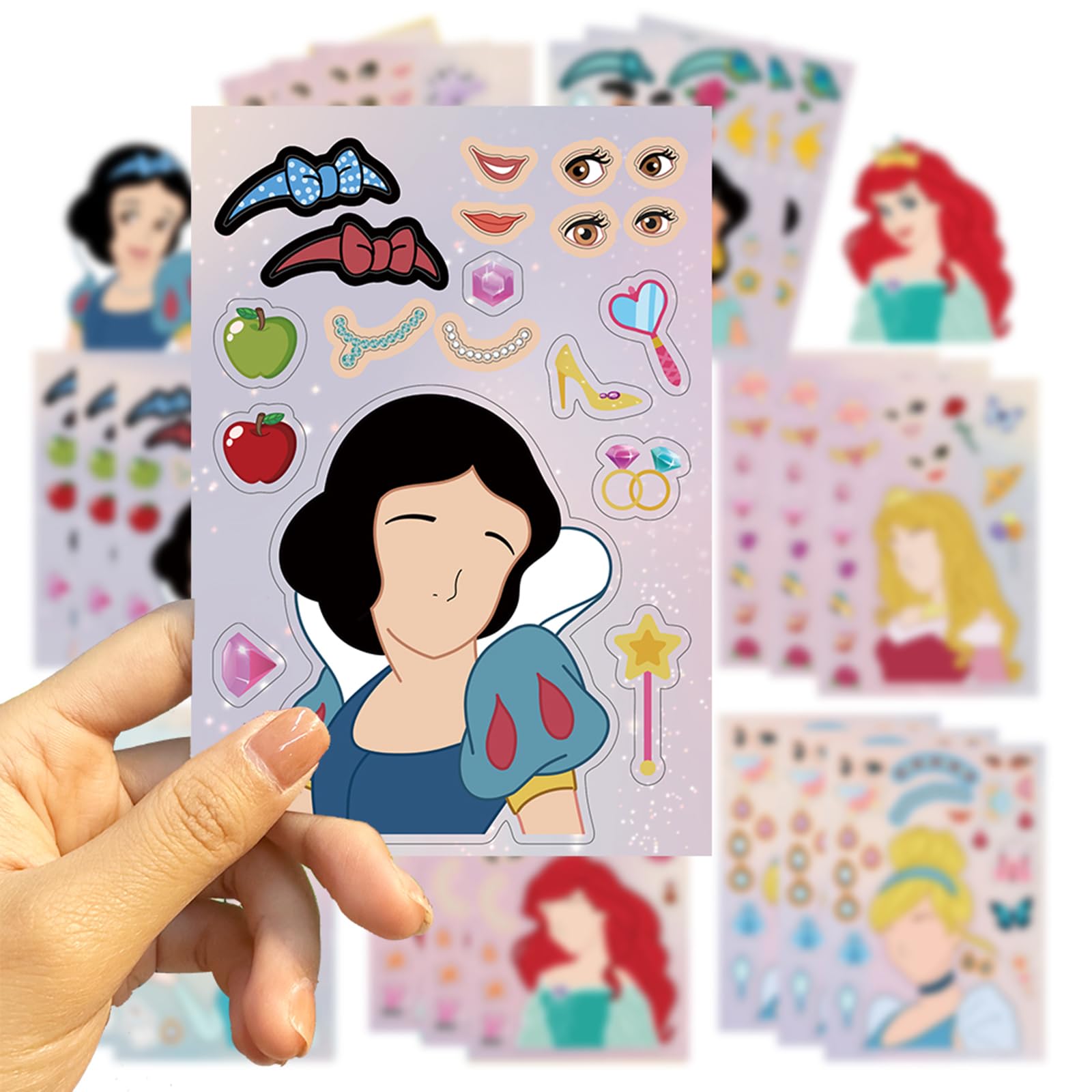 LIANKONG Princess stickers demonstrate reusable, residue-free vinyl on light background