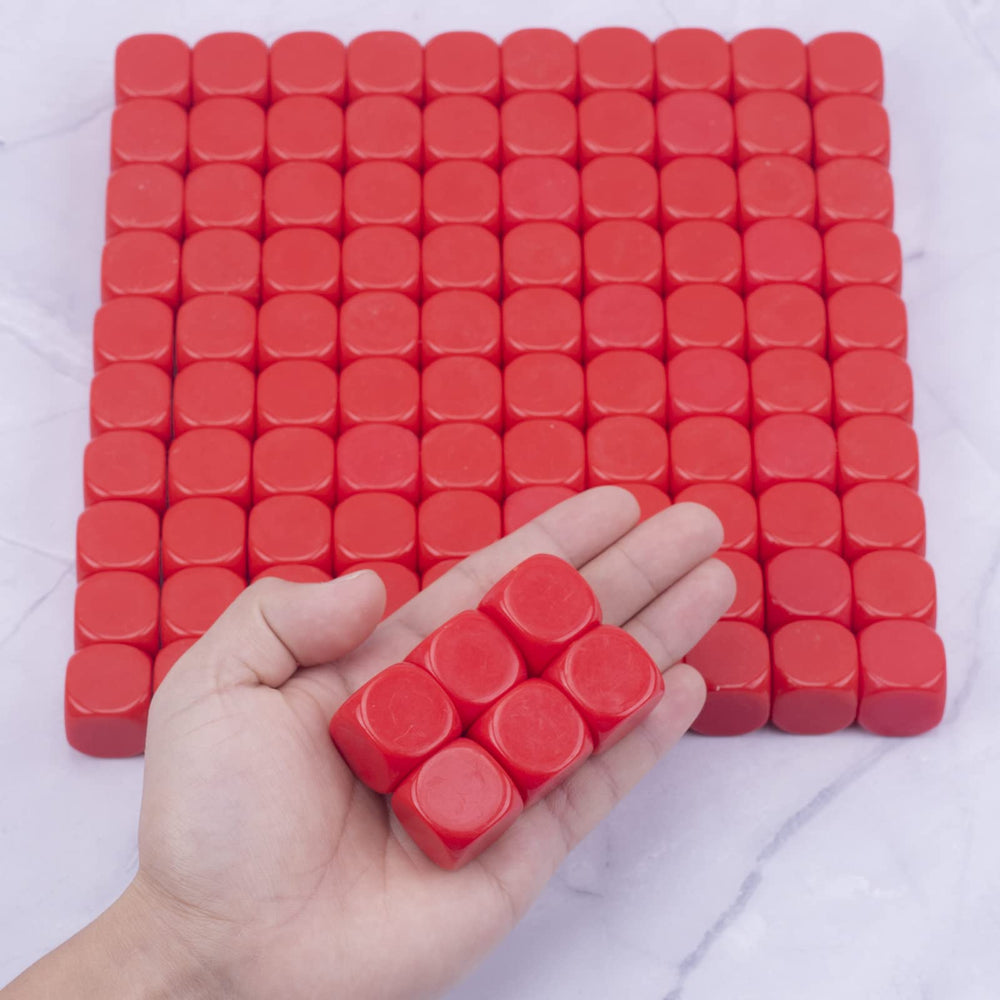 Lianshi blank dice with color inclusions for visibility and stacking in activities.