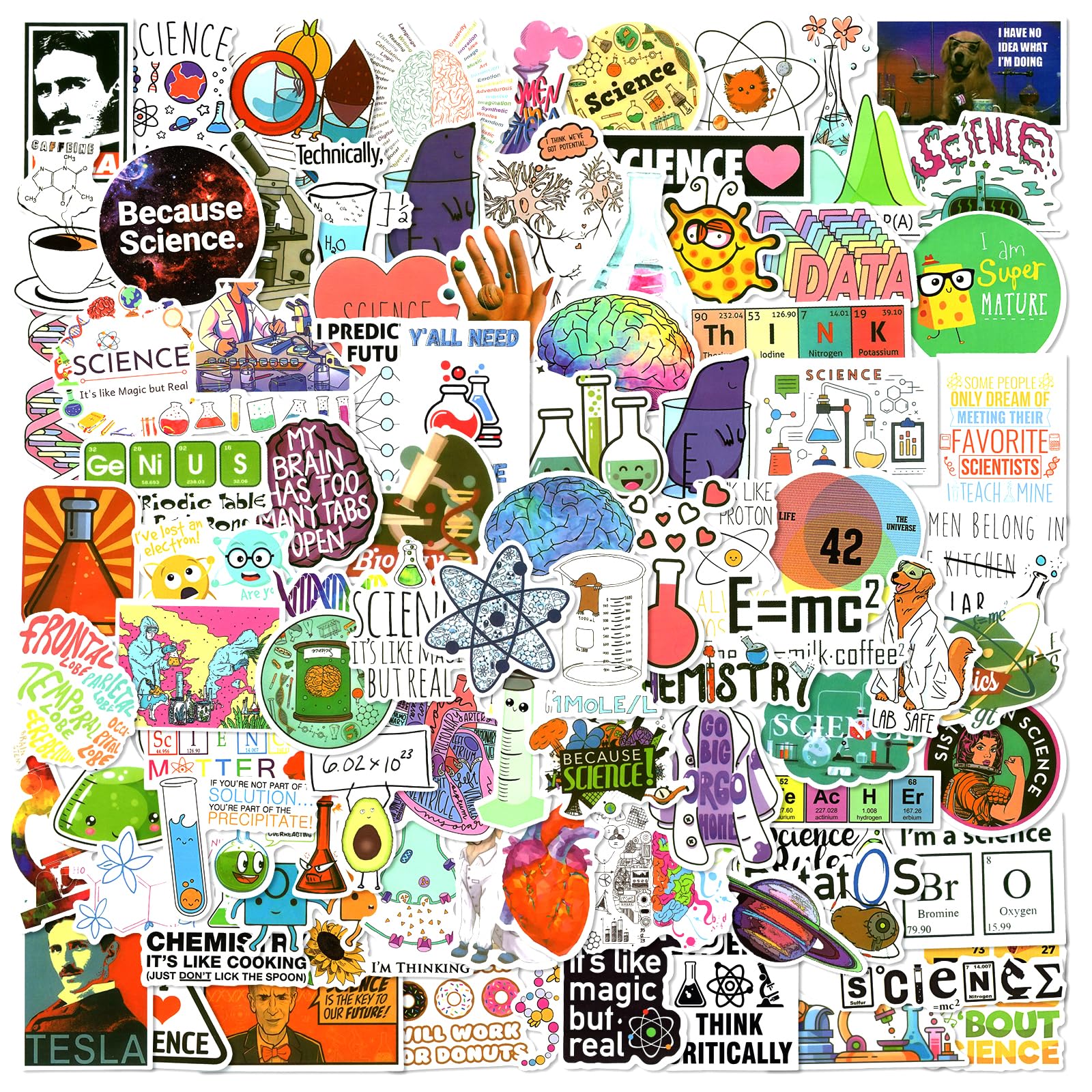 LIAOWL 100pcs science stickers on a water bottle to spark curiosity during class