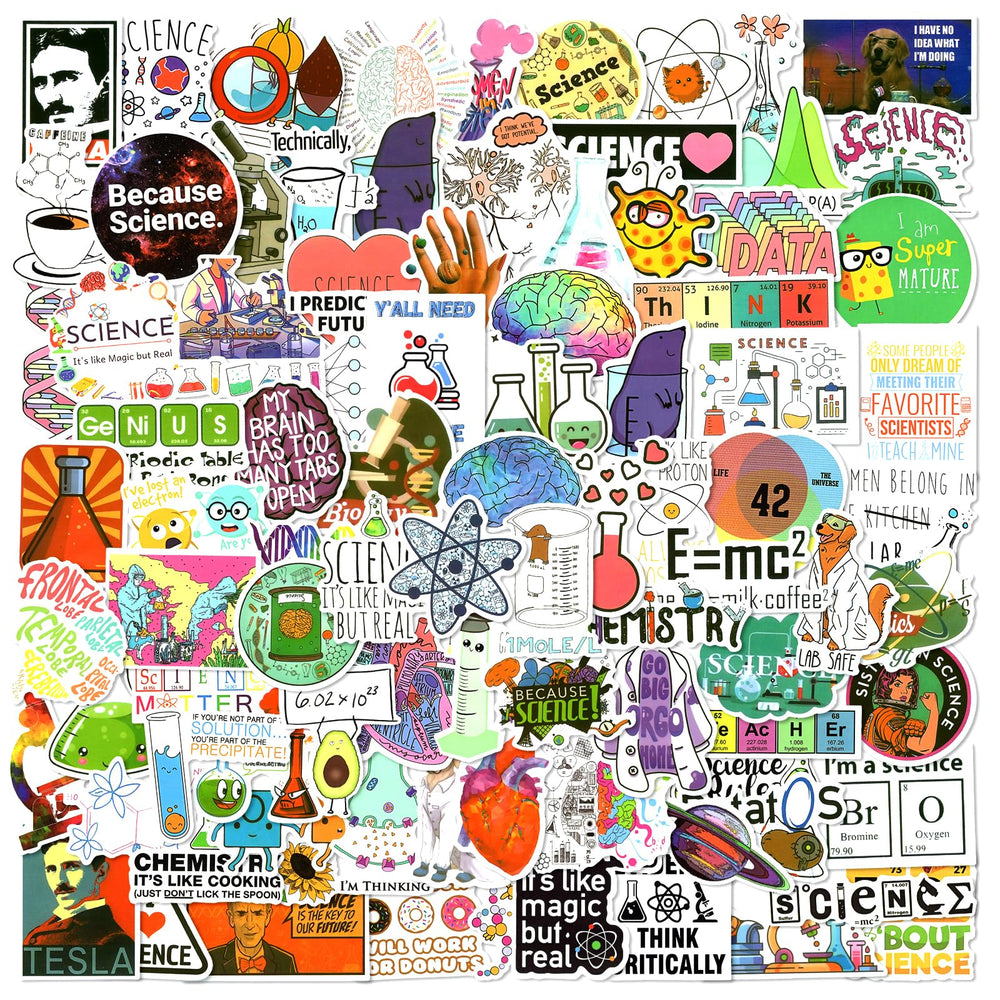 LIAOWL 100pcs science stickers on a water bottle to spark curiosity during class