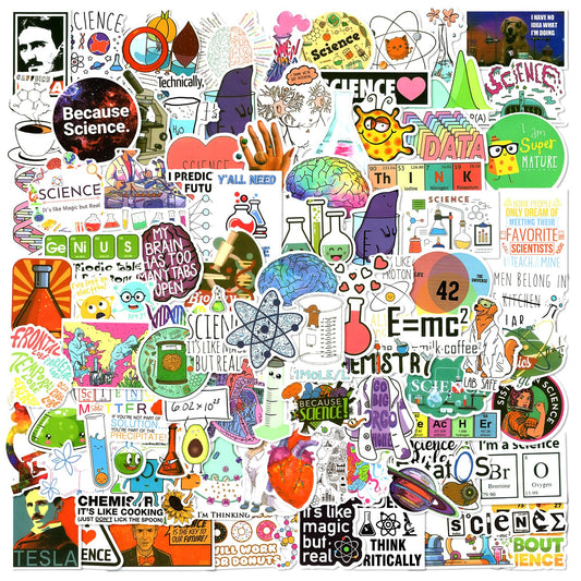 LIAOWL 100pcs science stickers on a water bottle to spark curiosity during class