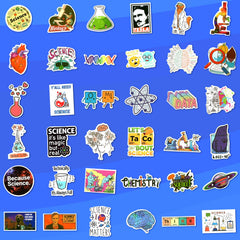 LIAOWL science sticker set featuring physics, biology, chemistry, and math on laptops