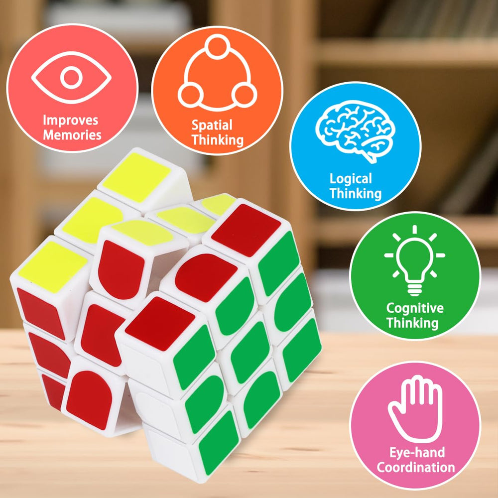 Libay mini cube with vivid stickers, fosters memory and dexterity.