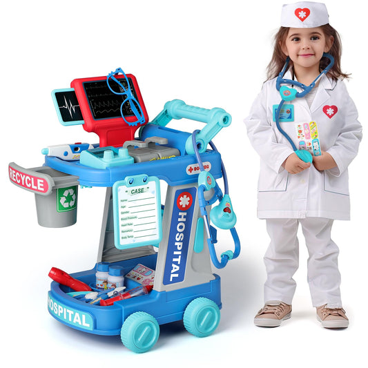 Liberry doctor kit cart green with sounds for imaginative role play.