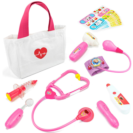 Liberry Doctor Kit pink stethoscope for heartbeat sounds during pretend play