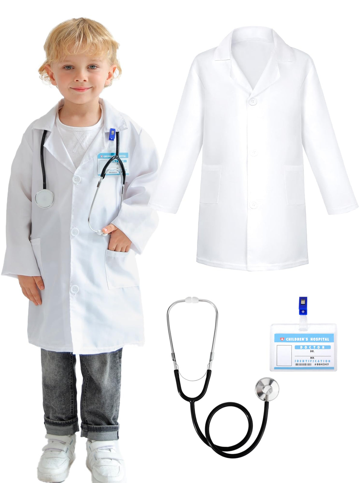 Liberry Doctor Kit with white lab coat and stethoscope for imaginative play