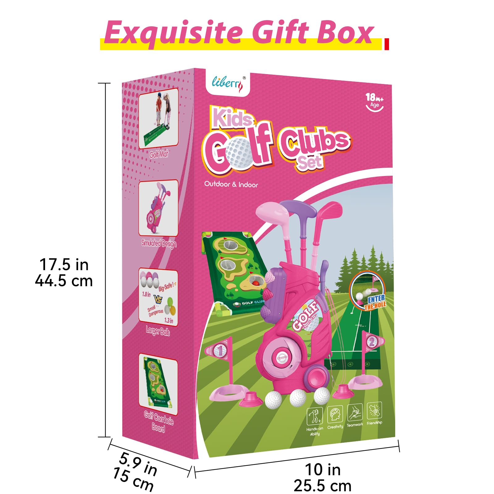 Liberry flag and hole set enhances colorful, interactive play sessions.