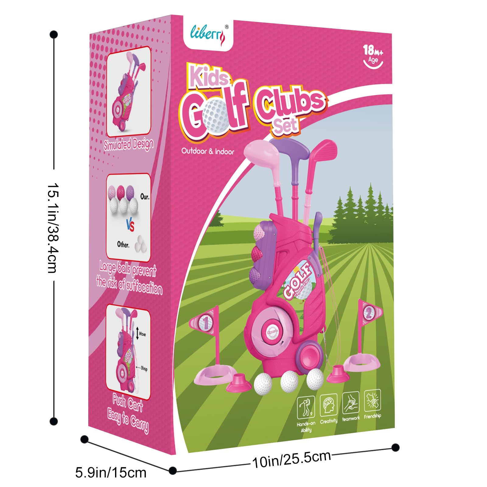 Liberry colorful golf balls pink and white promote safe engaging play.