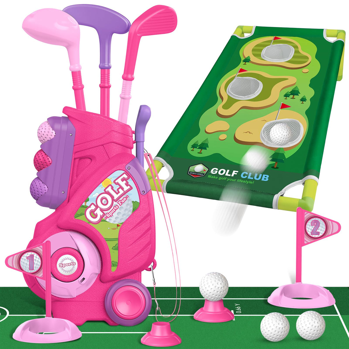 Liberry toddler golf cart with strap for easy carry and organized play.