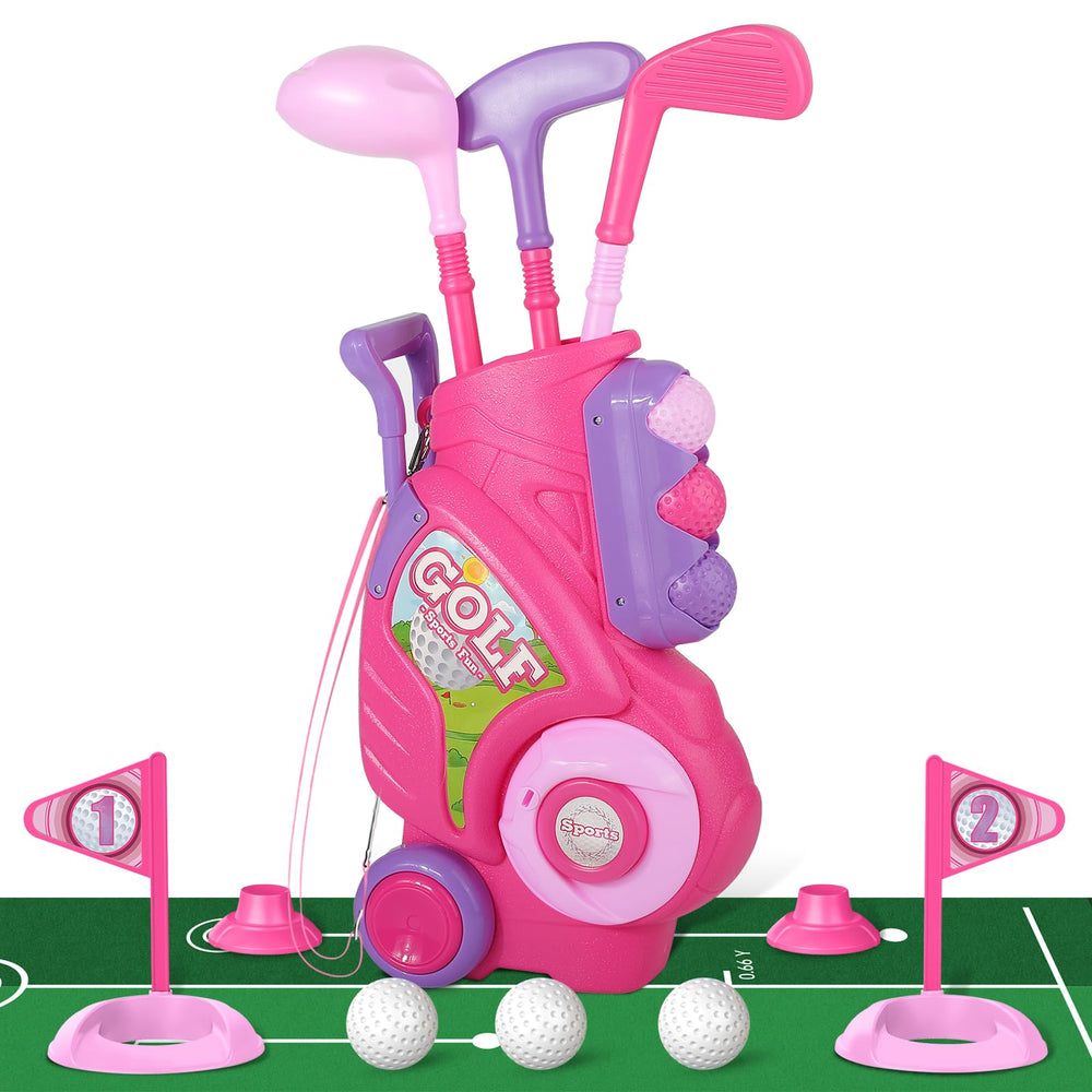 Liberry toddler golf set cart with retractable handle for easy pull in any space