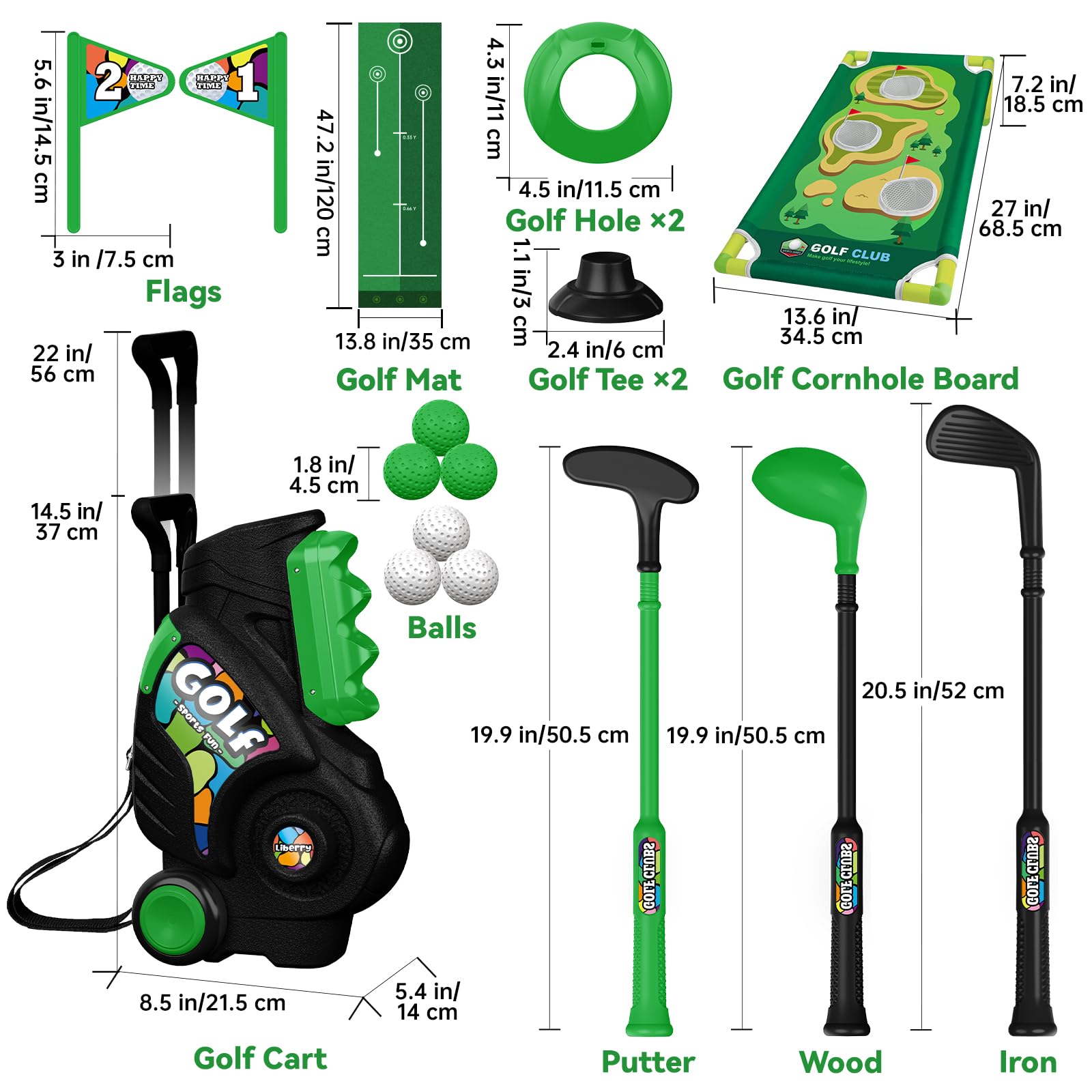 Liberry Toddler Golf Set packaging showing components for gifting ease.