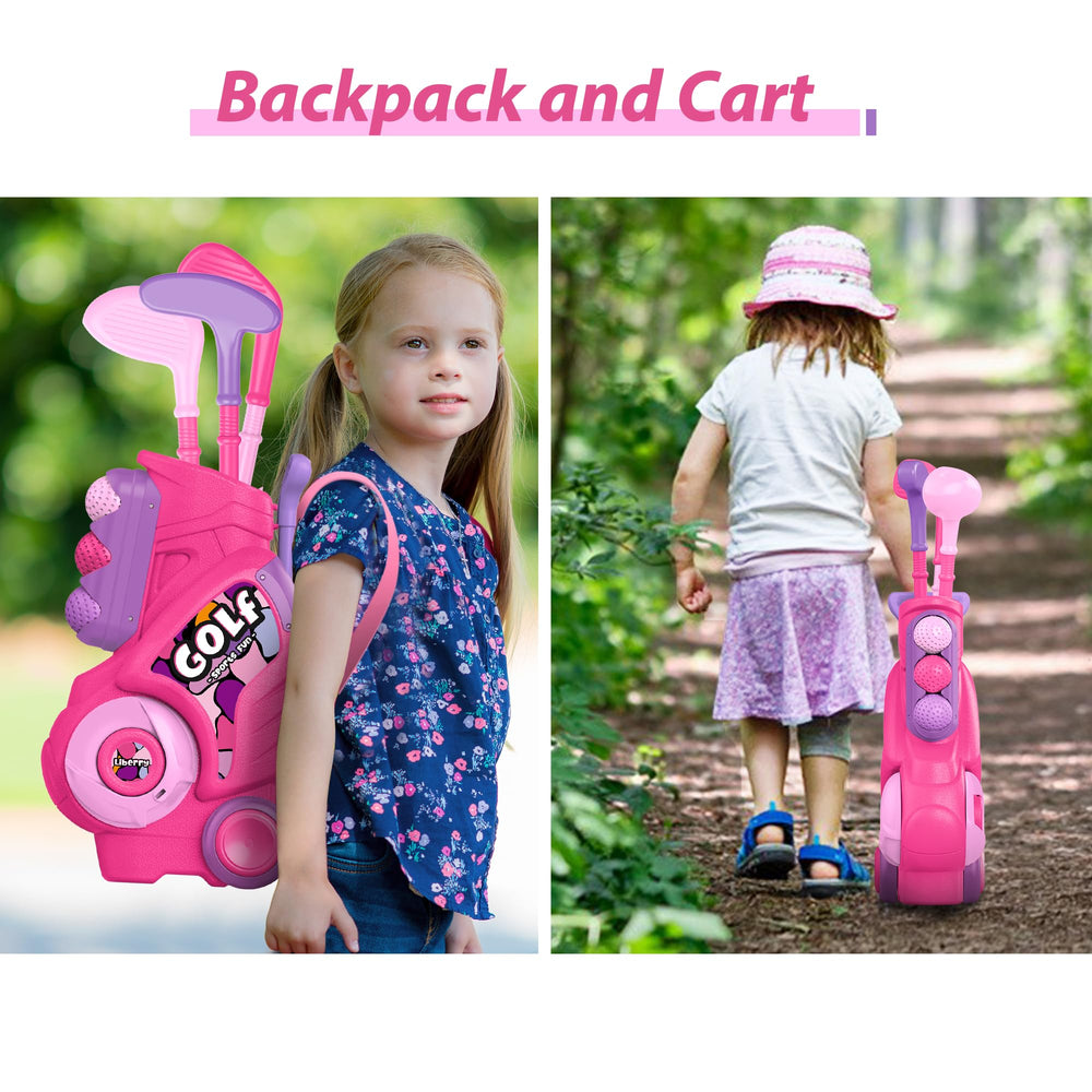 Liberry toddler golf set retractable handle highlighted in compact portable design.