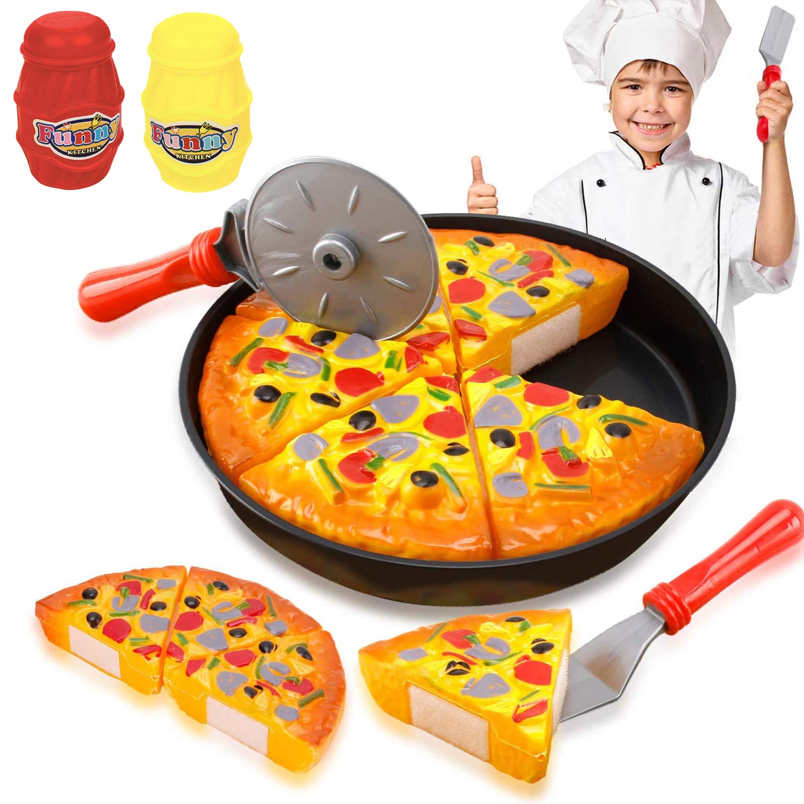 Liberty Imports 11-pcs pizza party set on table for imaginative pretend play