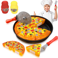 Liberty Imports 11-pcs pizza party set on table for imaginative pretend play