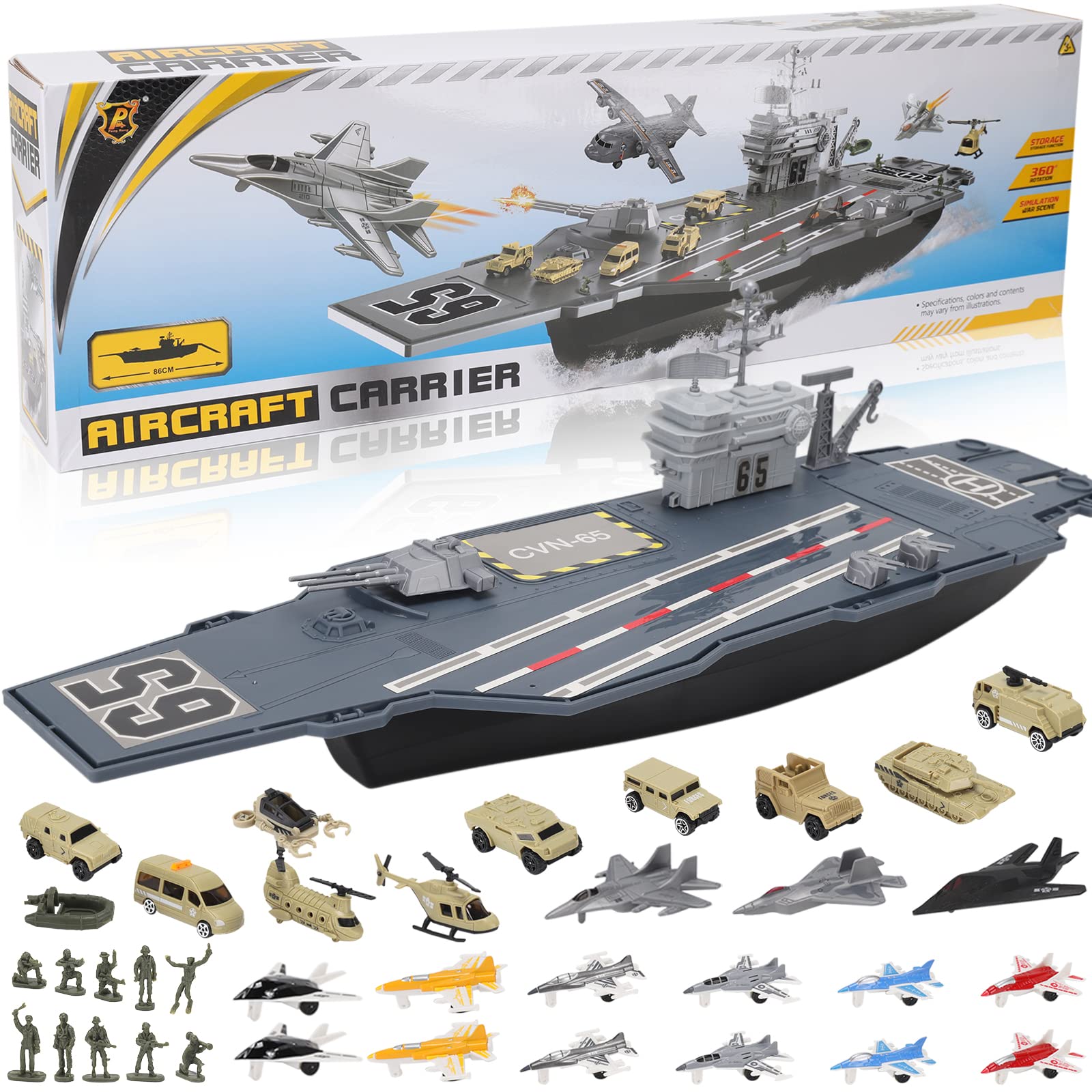Liberty Imports 33-Inch Aircraft Carrier top view for epic battles and space to play