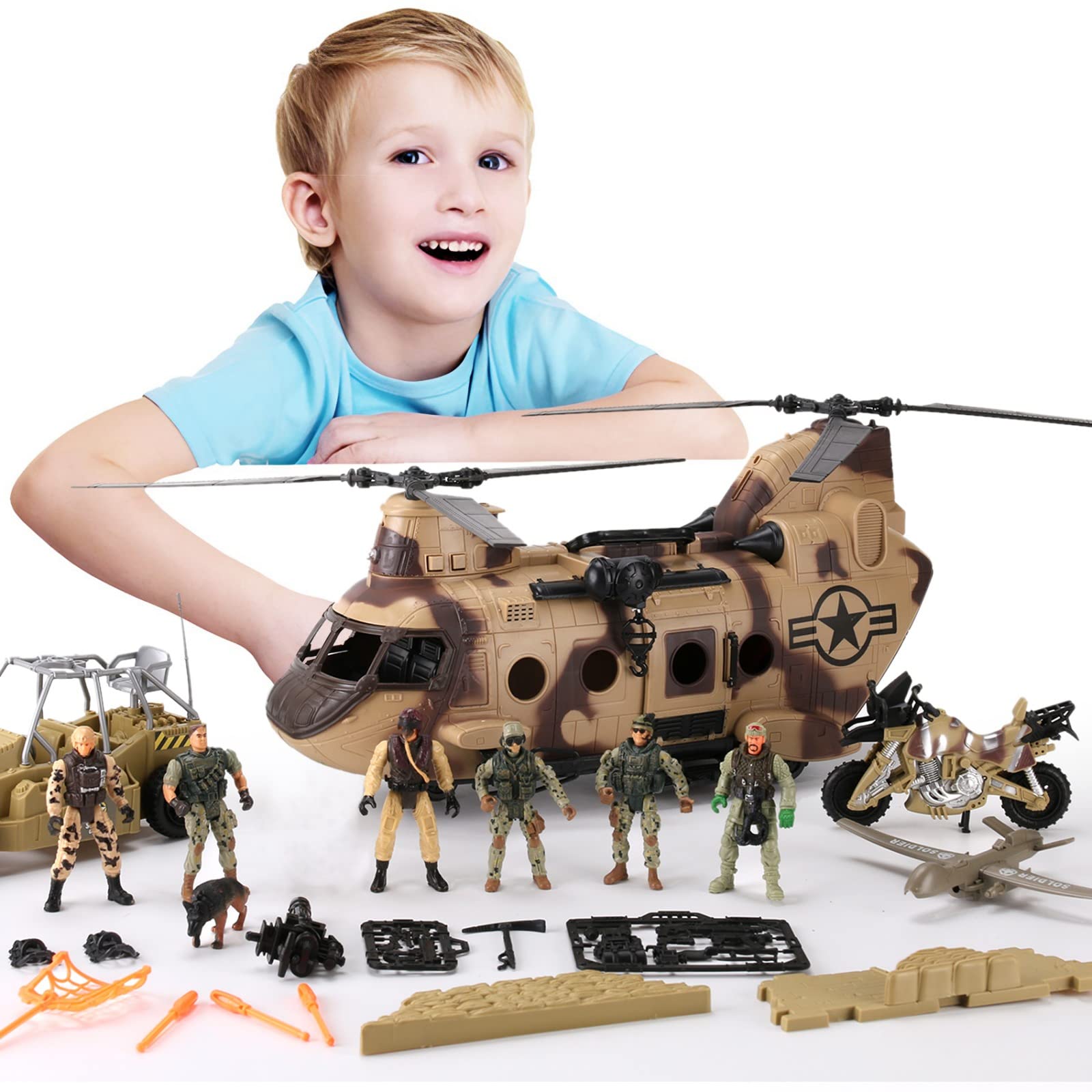 Liberty Imports 4-inch poseable soldiers for varied poses and vehicle fits.