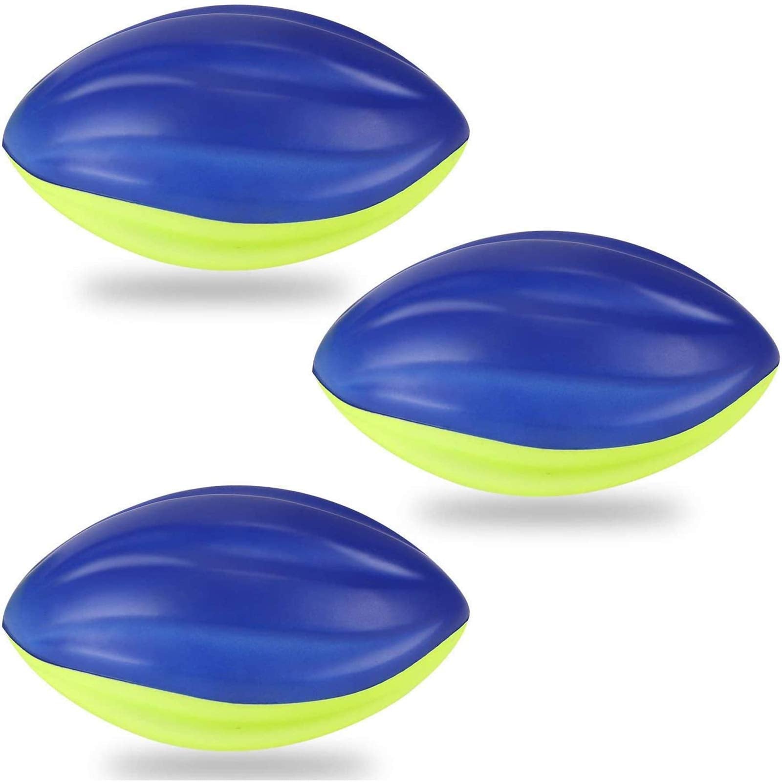 Liberty Imports 8-5-inch foam spiral football blue-yellow front view, ideal for safe beginner practice