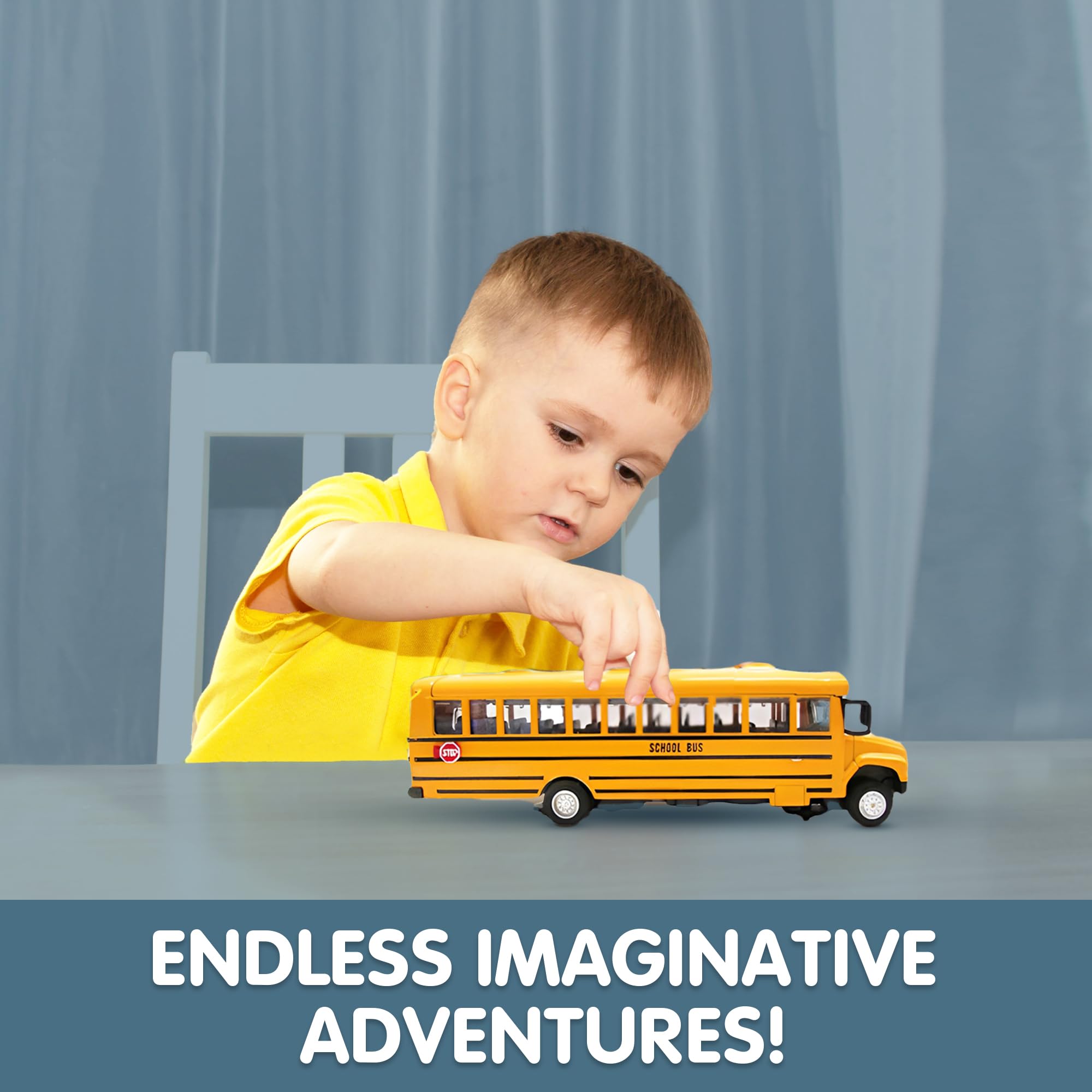 Liberty Imports diecast bus for kids ages 3 and up, sturdy for hours of play.