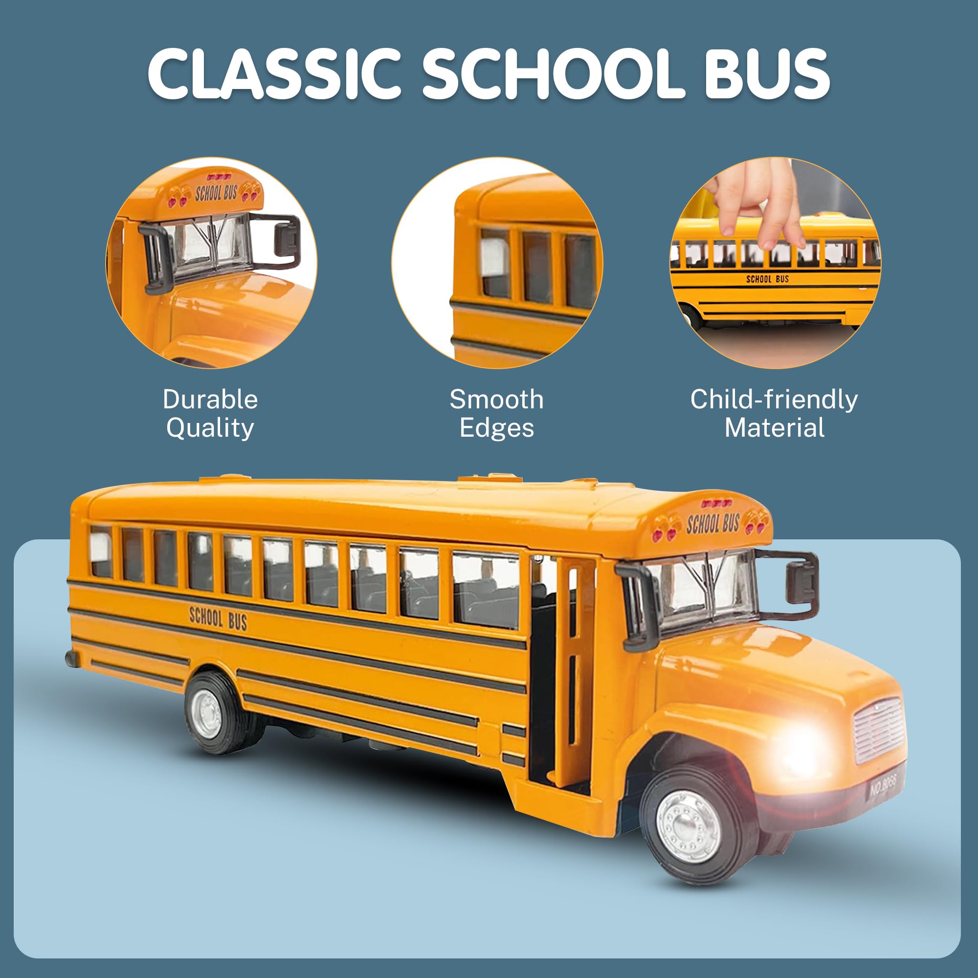 Liberty Imports diecast bus with open doors, inviting imaginative play.