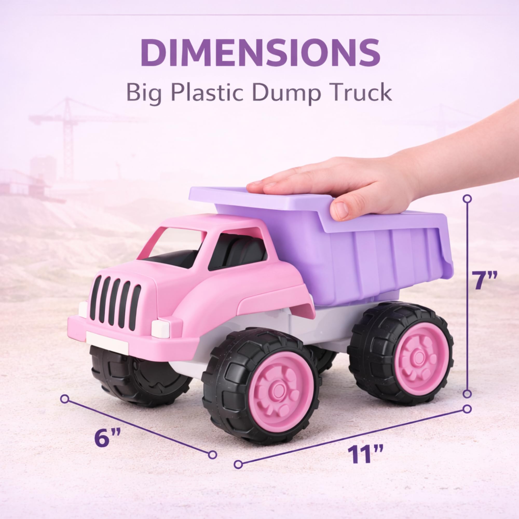 Liberty Imports pink dump truck bed tilt for easy loading and dumping.