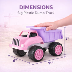 Liberty Imports pink dump truck bed tilt for easy loading and dumping.