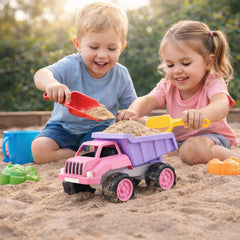 Liberty Imports pink dump truck ideal for sandbox and pretend construction play.