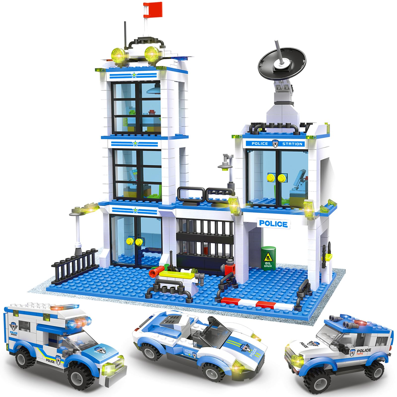 Liberty Imports City Police Station set with 736 pieces for imaginative play and building detail