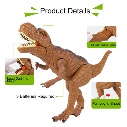 Dino loading mouth action to fire foam darts safely