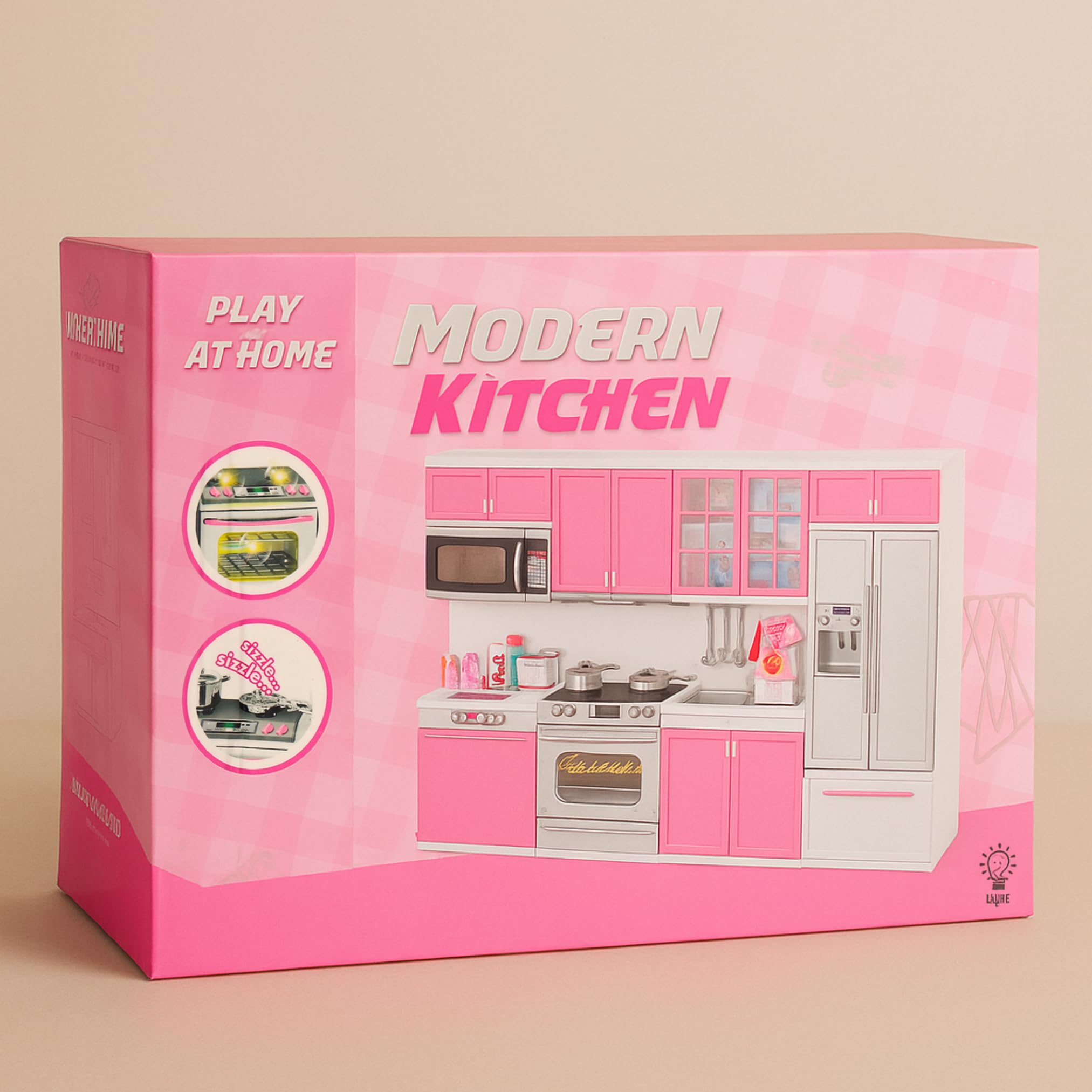 Liberty Imports pink doll kitchen lights and sounds fuel imaginative stories.