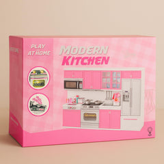 Liberty Imports pink doll kitchen lights and sounds fuel imaginative stories.