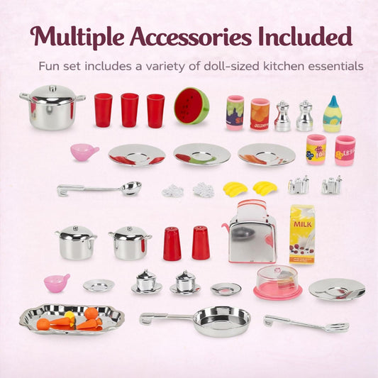 Liberty Imports pink doll kitchen oven door opens for hands-on play.