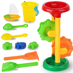 Liberty Imports Double Sand and Water Wheel Tower with funnel for imaginative beach play.