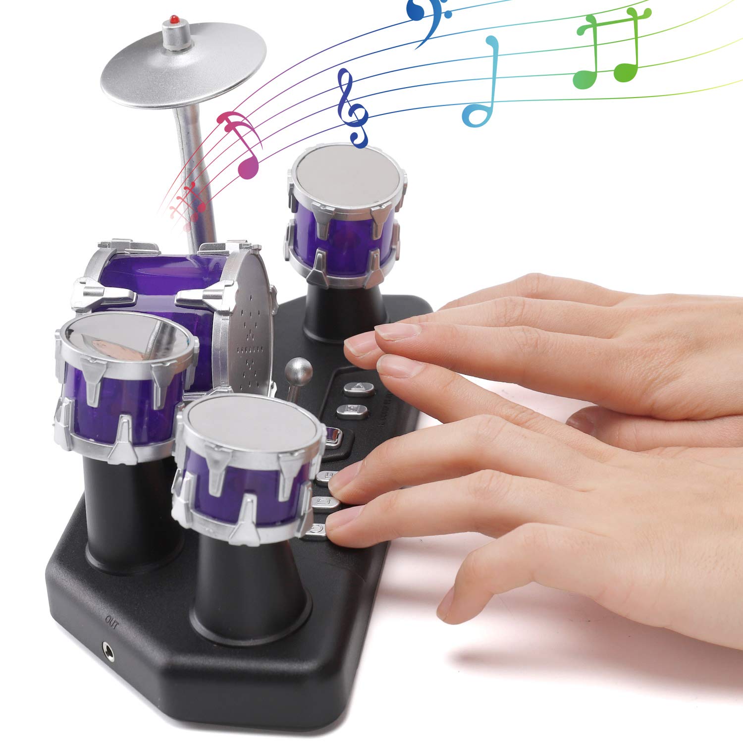 Liberty Imports Finger Drum Set's five-drum panel lights up during play