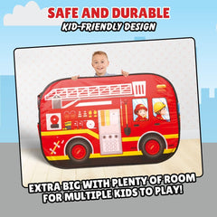 Liberty Imports fire truck play tent indoor-outdoor design invites versatile adventures.