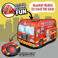 Liberty Imports fire truck play tent set-up lets kids start imaginative play in moments.