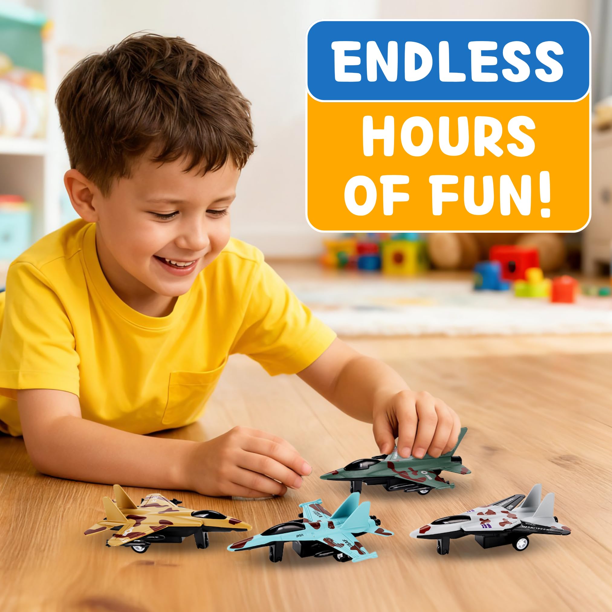 Liberty Imports four-pack jet toy designed for kids ages three and up