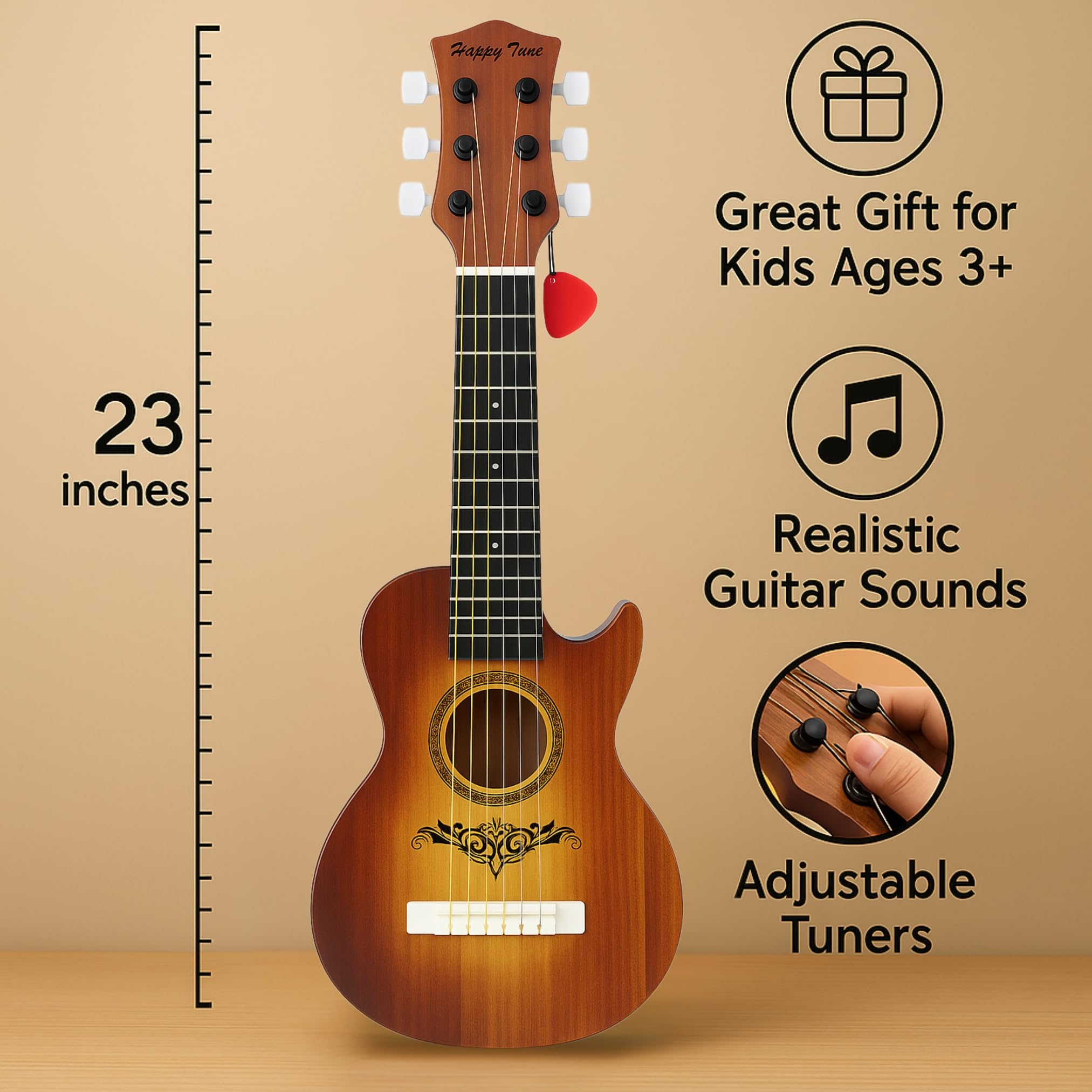 Gift-ready Liberty Imports packaging for a kids guitar display box.