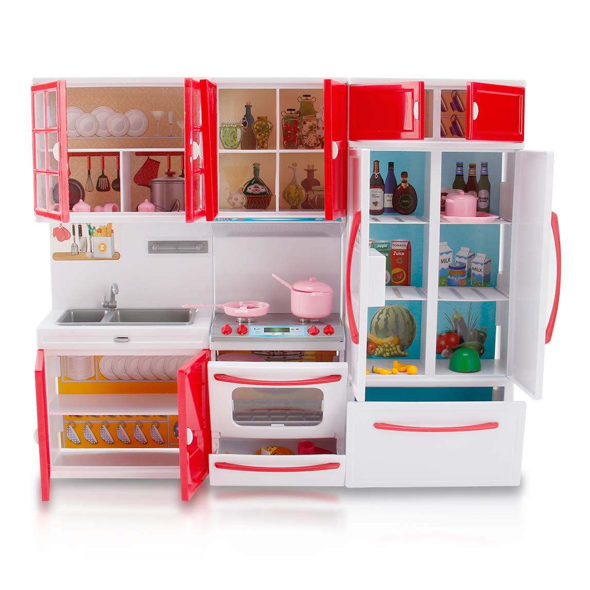 Liberty Imports Gourmet Red Doll Kitchen Stove with lights and sounds for immersive pretend cooking