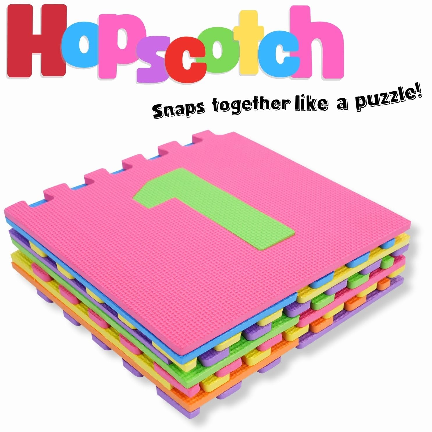 Close-up of interlocking foam squares forming a sturdy, safe play surface