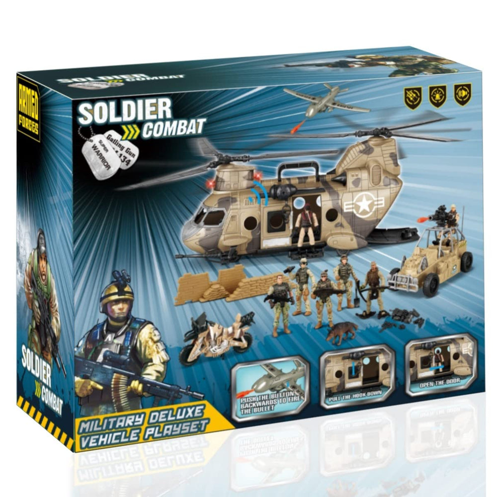 Liberty Imports jumbo transport aircraft with lights and sounds for immersive play.