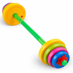 Liberty Imports kids barbell with colorful plates ideal for beginner-friendly home workouts.