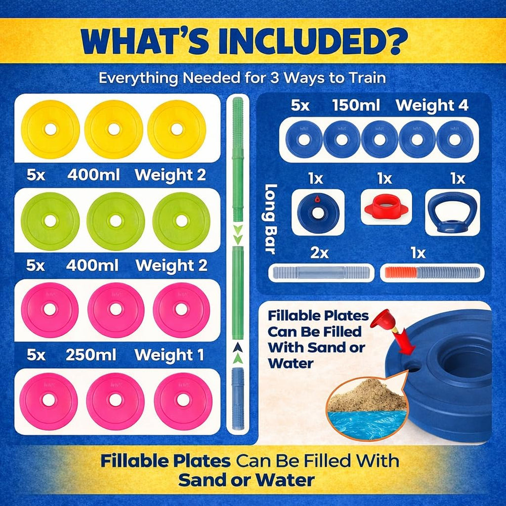 Liberty Imports kids exercise weight set child playing demonstrates family-friendly fitness at home.